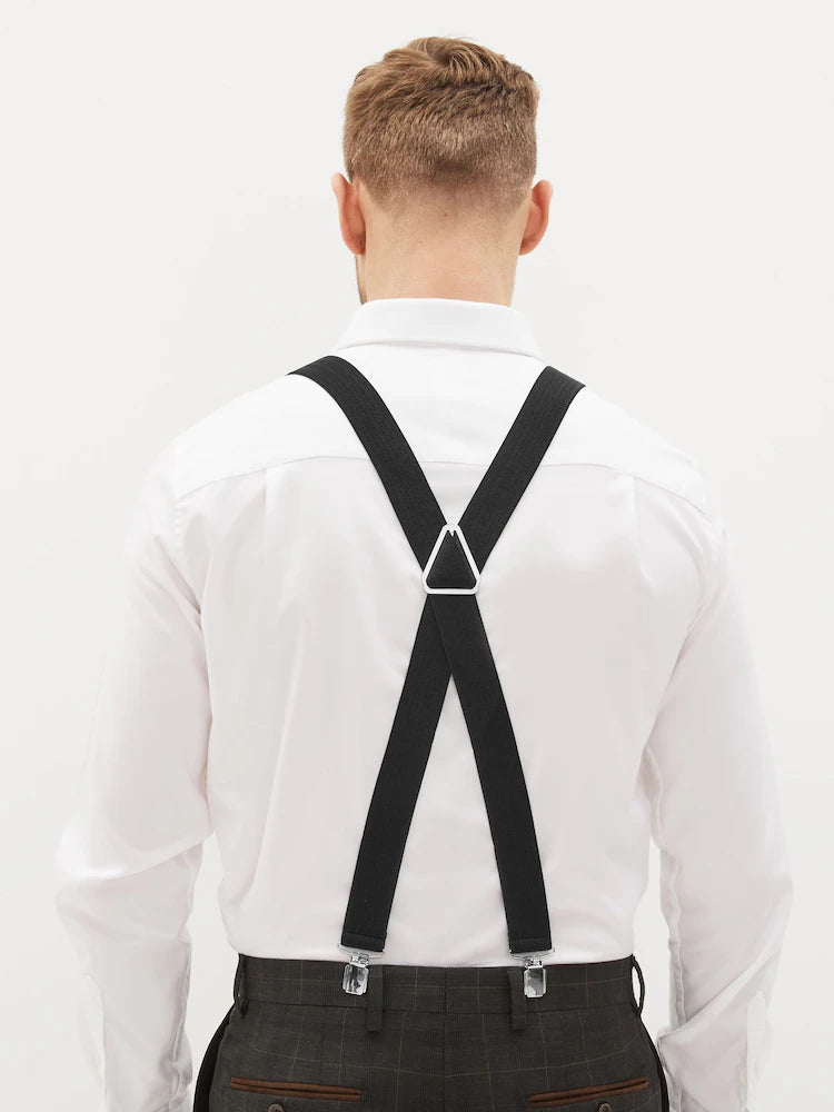 Black Herringbone Wide Braces