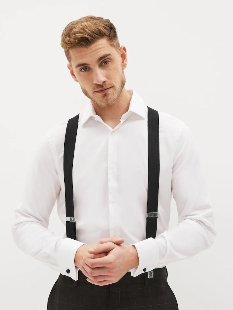 Black Herringbone Wide Braces