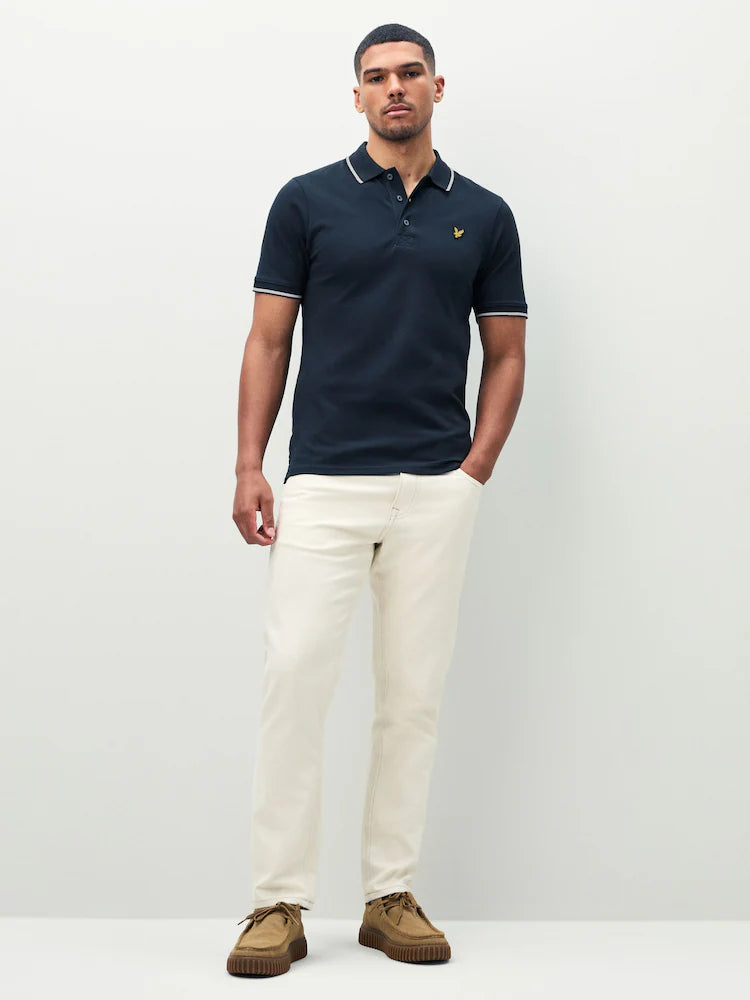 Dark Blue Tipped Short Sleeve Polo Shirt
