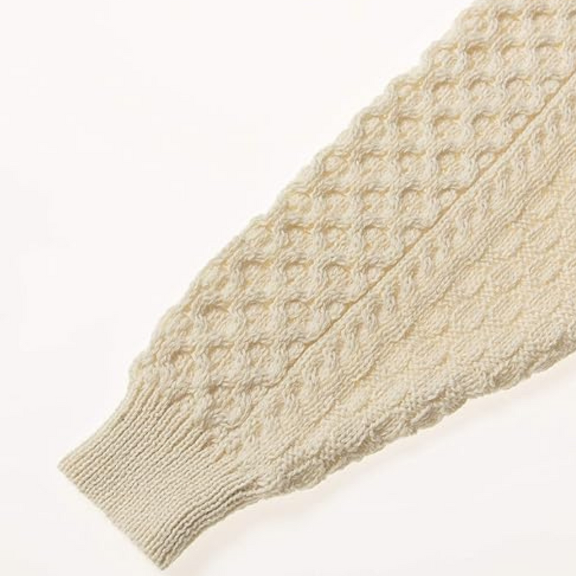 Men's Aran Crew Neck Natural Jumper