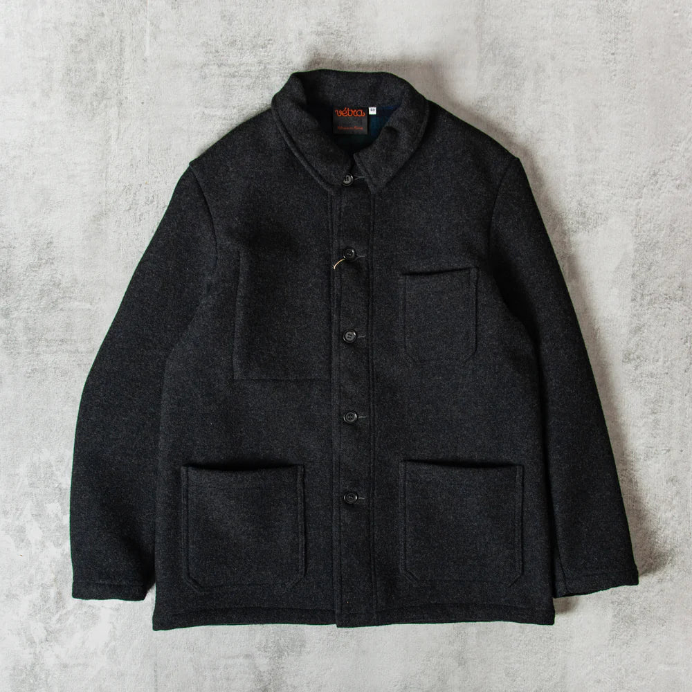 Double Face Wool Jacket - Anthracite Black