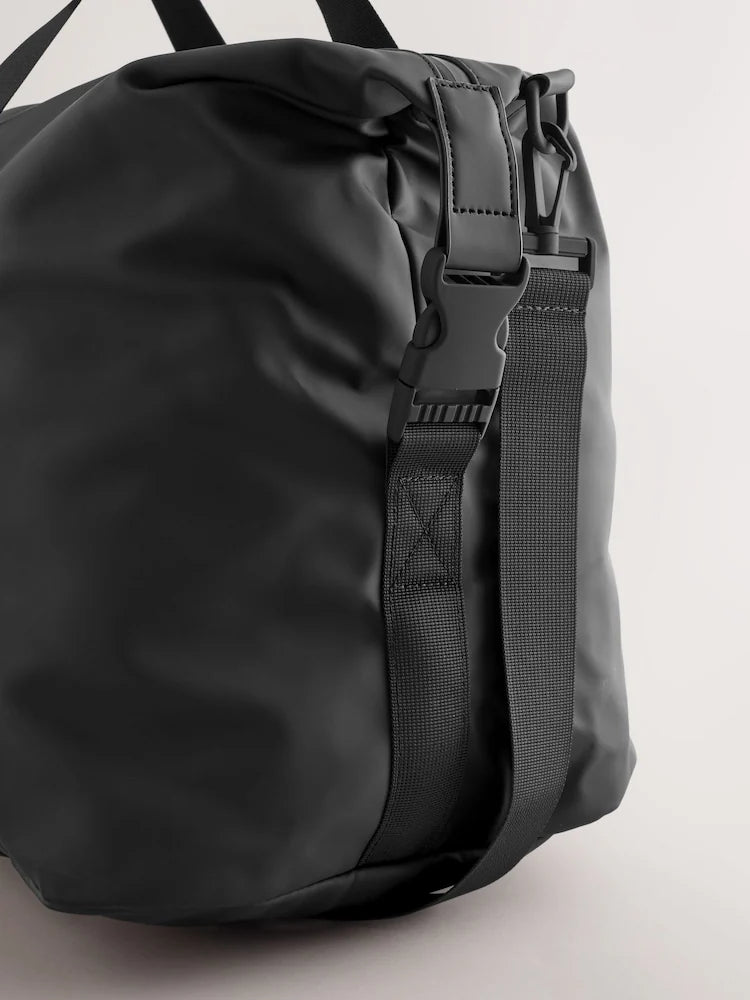 Black Rubberised Weekend Holdall Bag