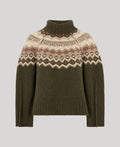 Fair Isle Turtleneck Sweater - Loden Green