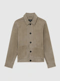Soft Sage Green Danny Suede Patch-Pocket Worker Jacket