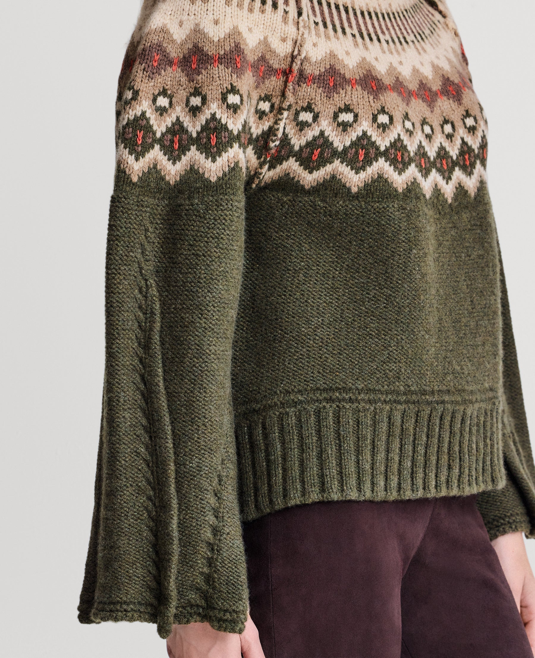Fair Isle Turtleneck Sweater - Loden Green