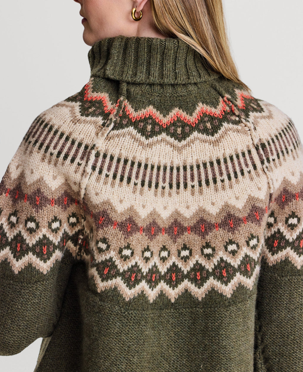 Fair Isle Turtleneck Sweater - Loden Green