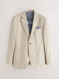 Stone Slim Fit Textured Linen Blend Blazer